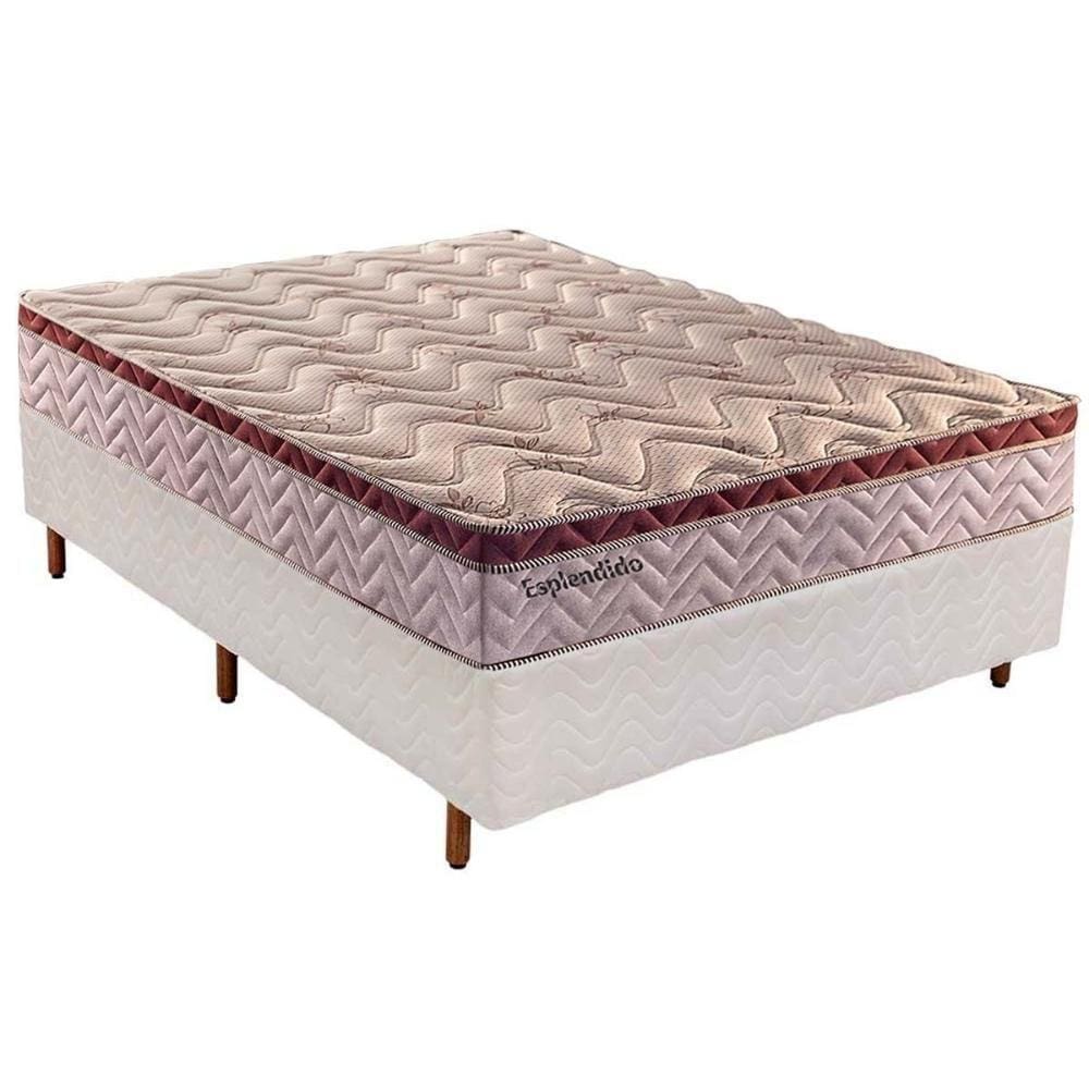 Cama Box Casal: Colchão Molas Ensacadas Esplêndido + Base Crc Courano White(138x188)