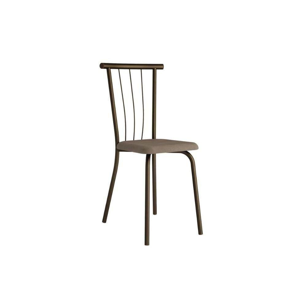 Cadeira Sala De Jantar 154 Aço Kit 2 Uni Ouro Velho - Assento Camur?a Conhaque - Carraro