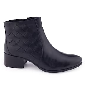 Bota Dazzani 60034 couro cabra lisa salto médio 4cm zíper