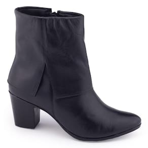 Bota Dazzani 75084 couro cabra lisa salto bloco 6cm zíper