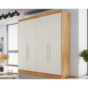 Guarda Roupa Solteiro 3 Gavetas E 4 Portas Nantes Peroba off White - Europa