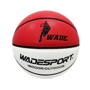 Bola Basquete Wade Tam Oficial Couro + Bomba De Ar - Branca e Vermelha