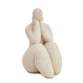 Escultura Mulher Pensando em Poliresina Off White - 19cm