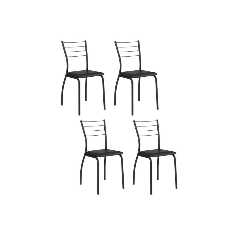 Kit 4 Cadeiras Sala Jantar 1700 4 Un Preto-courano Preto - Carraro