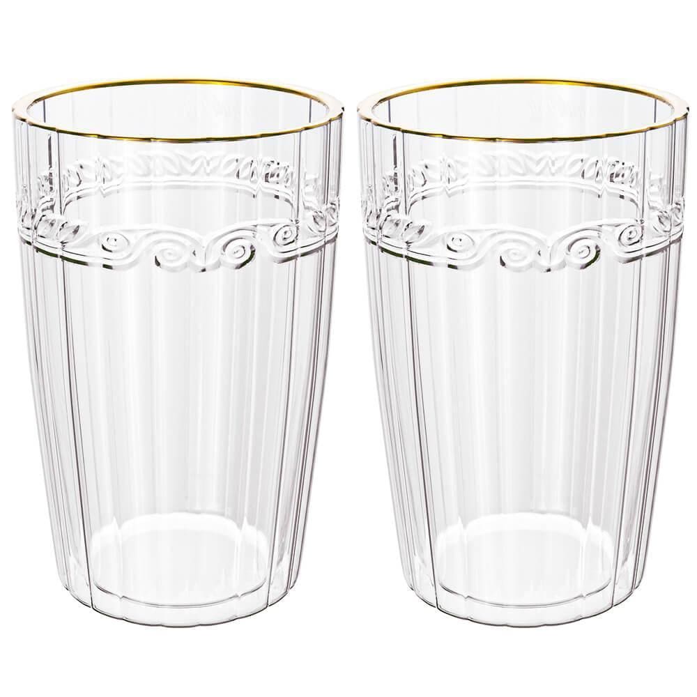 Jogo de Copos de Cristal Transparente Fio de Ouro Imperial 370ml 2 peças - Lyor
