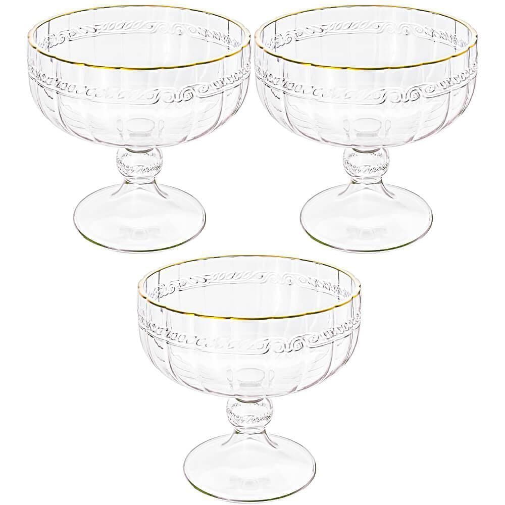 Taça de Sobremesa em Cristal Imperial Fio de Ouro 200mL 3 peças - Lyor