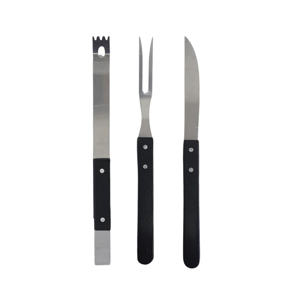 Conjunto Kit Para Churrasco Profissional 3 Peças Churrasqueiro Moderno Multiuso