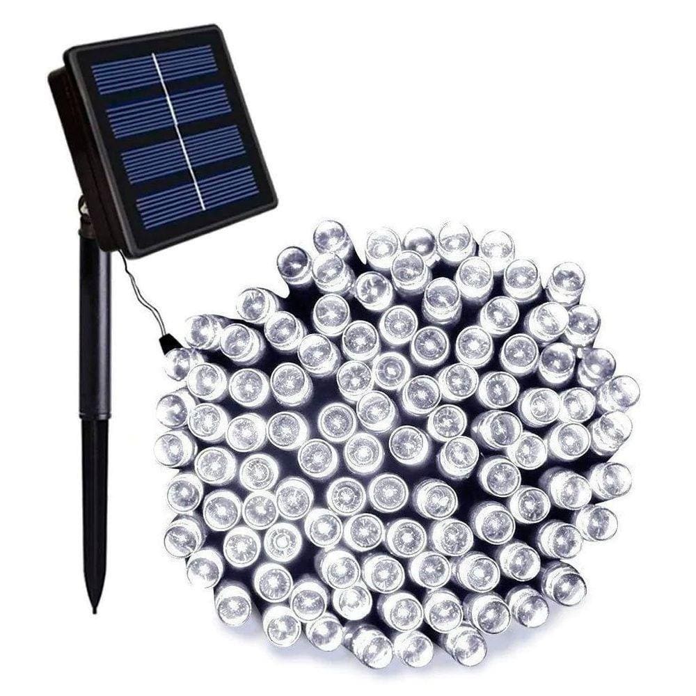 Pisca Cordão Solar Natal Led 200 Lâmpadas Luz Branca 15,92m 8 Funções