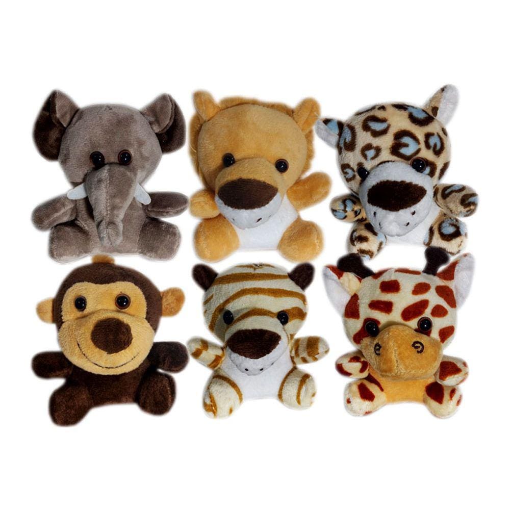 Kit Chaveiros de Lembrancinha Bichos de Pelúcia Safari Selva 6 Unidades 11 cm