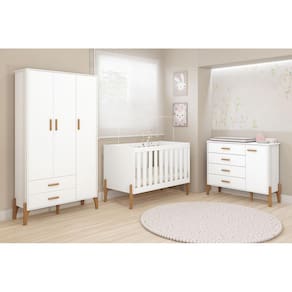 Jogo Quarto Infantil Completo Iris 100% MDF- Com Roupeiro e Cômoda Sistema Antitombamento - Moveis Estrela