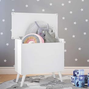 Baú Organizador Caixa de Brinquedos Retrô Multimóveis Branco