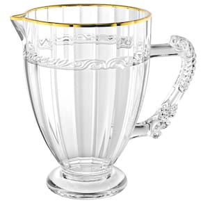 Jarra de Suco e Água em Cristal Transparente Imperial Fio de Ouro 1L - Lyor