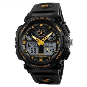 Relógio Esportivo Digital , à Prova D\`água, Com Cronógrafo Duplo, 50m Amarelo