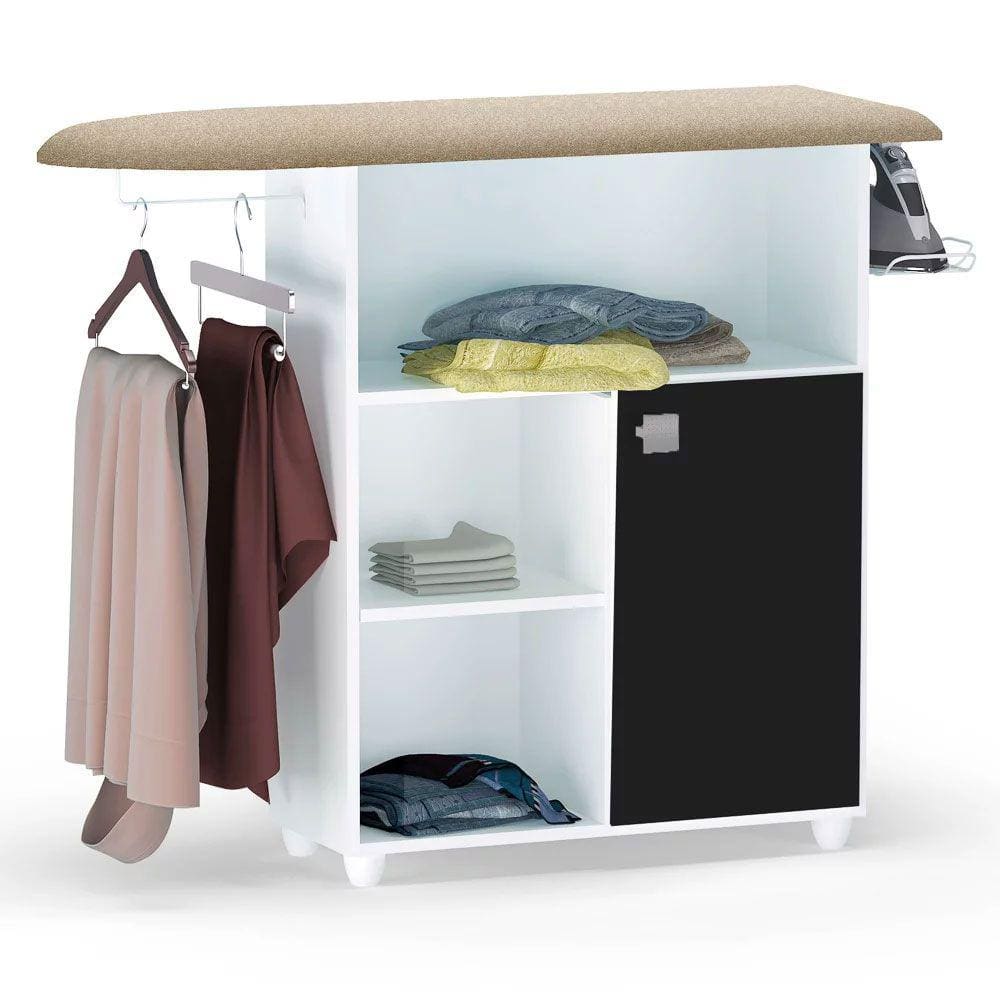 Tábua de Passar Roupa com Balcão Vitória Branco/Preto 107 cm - Pallazio
