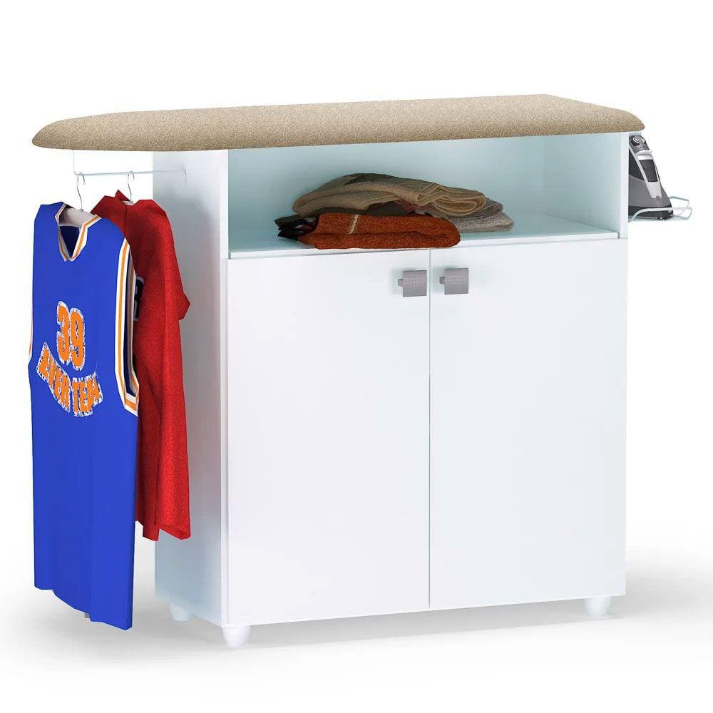 Tábua de Passar Roupa com Balcão 02 Portas Luna Branco 111 cm - Pallazio