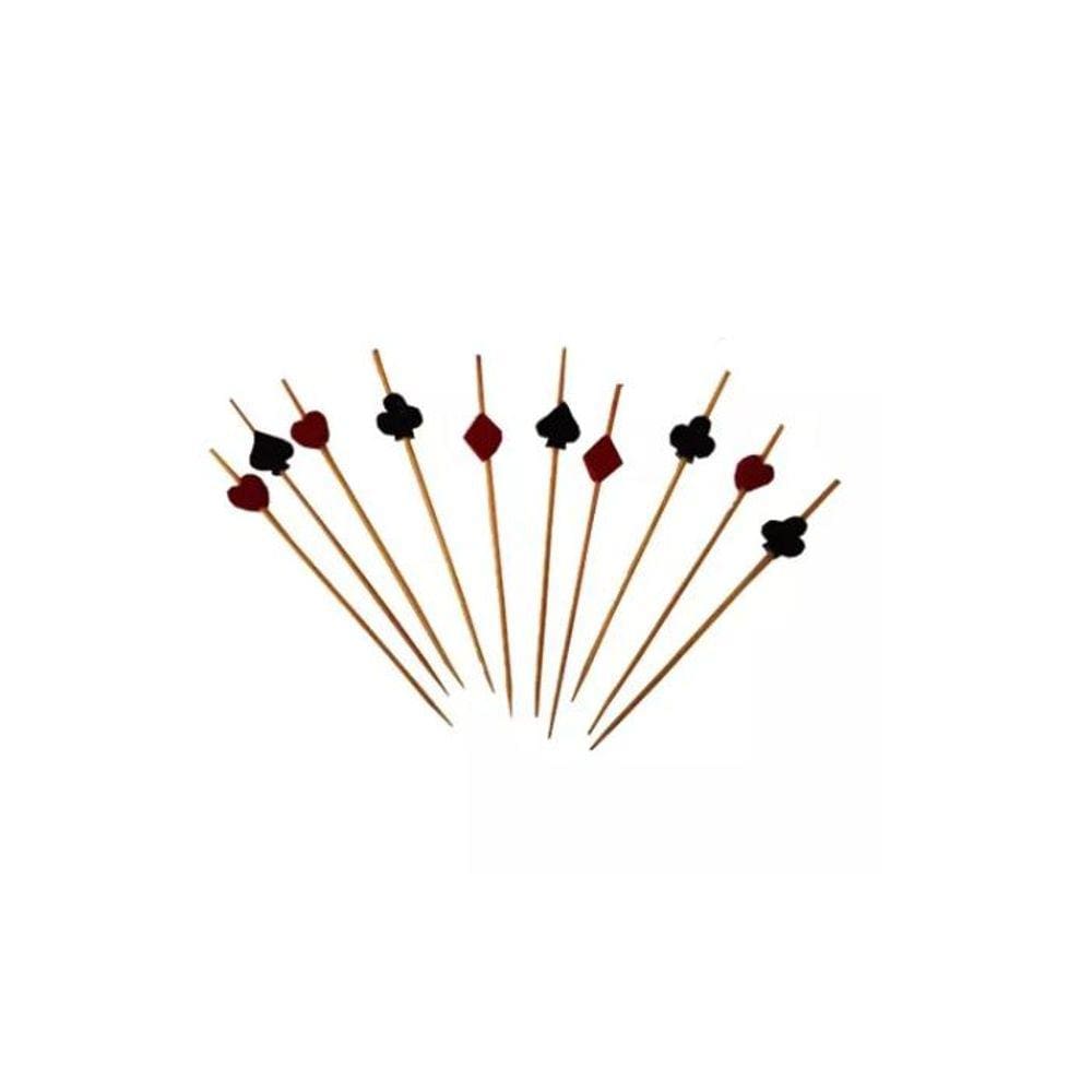 Pick Palito P/ Lanche, Hamburguers Naipes Poker Casino C/ 50un