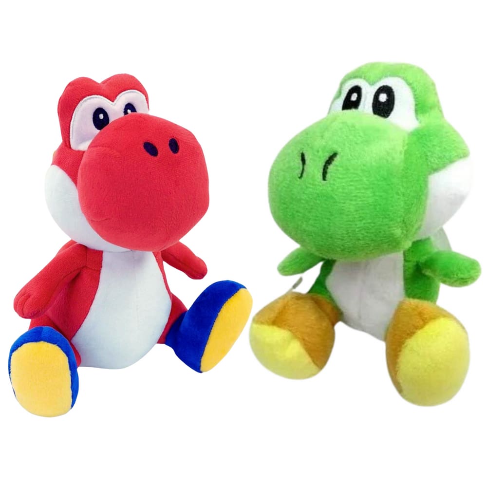 02 Pelúcias Yoshi Verde e Vermelho 30cm