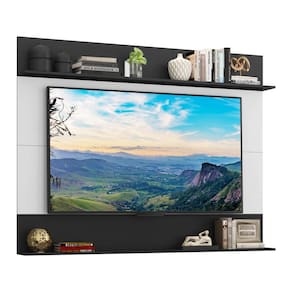 Painel com Suporte TV 65" e Prateleiras Amsterdã Classic Multimóveis Branco/Preto