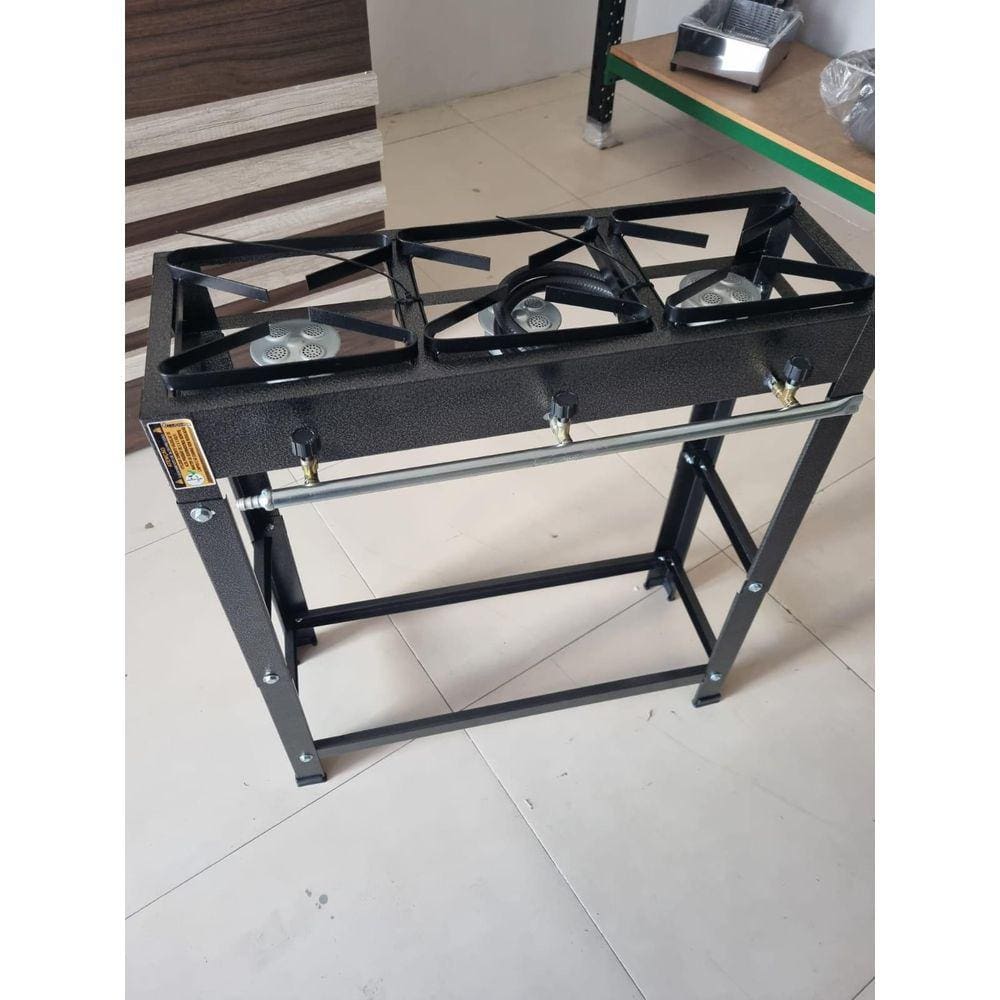 Fogão Industrial 3 Bocas Jr Alta Pressão Preto Com Mangueira