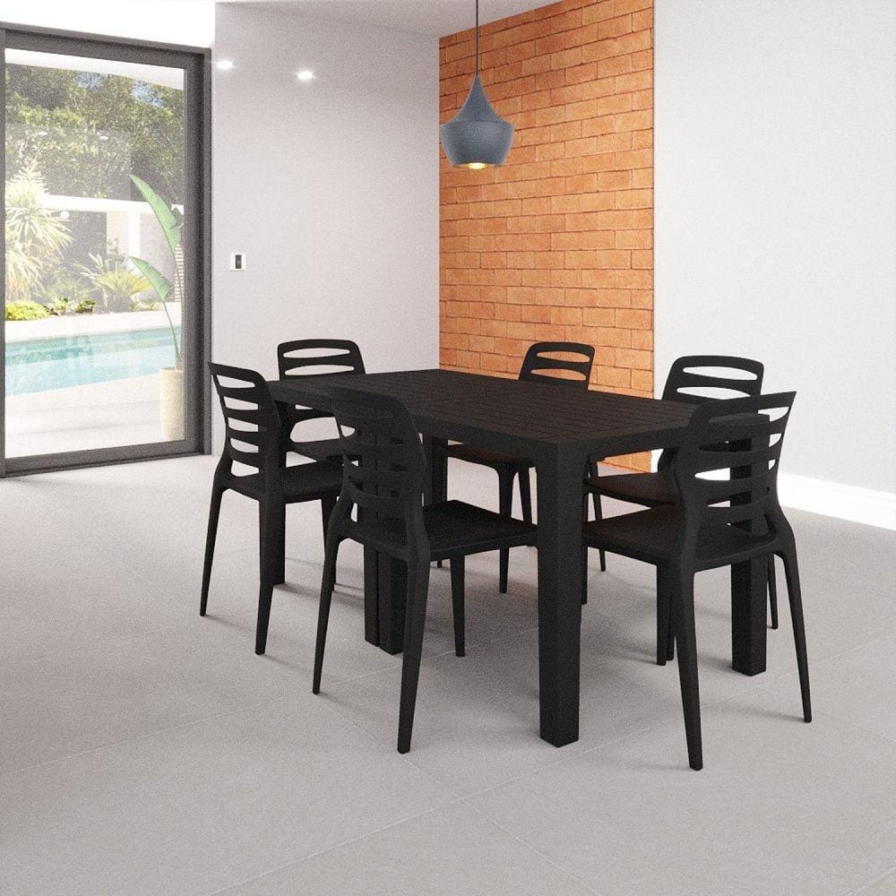 Mesa Niala Quadrada Adulta Tampo Plástico Preto