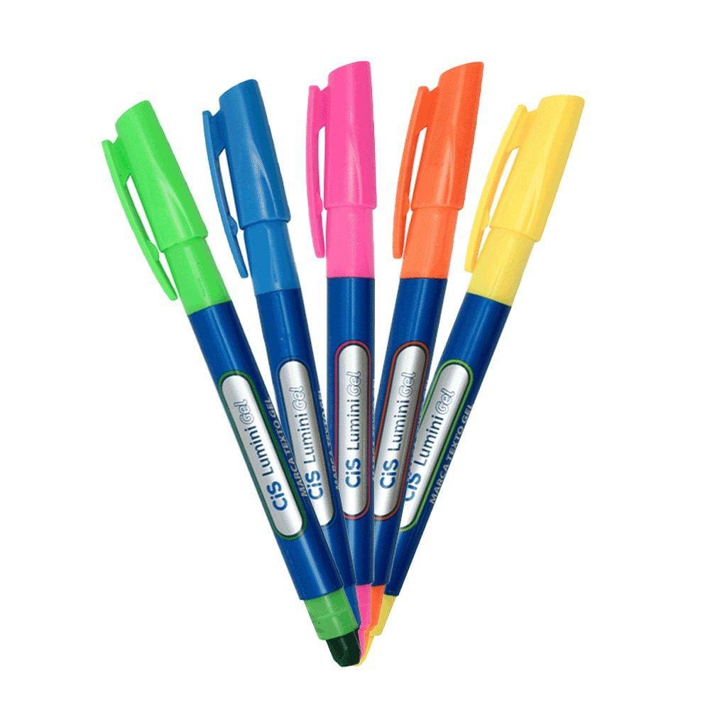 Kit 05 Caneta Marca Texto Lumini Gel Fluorescente - CiS