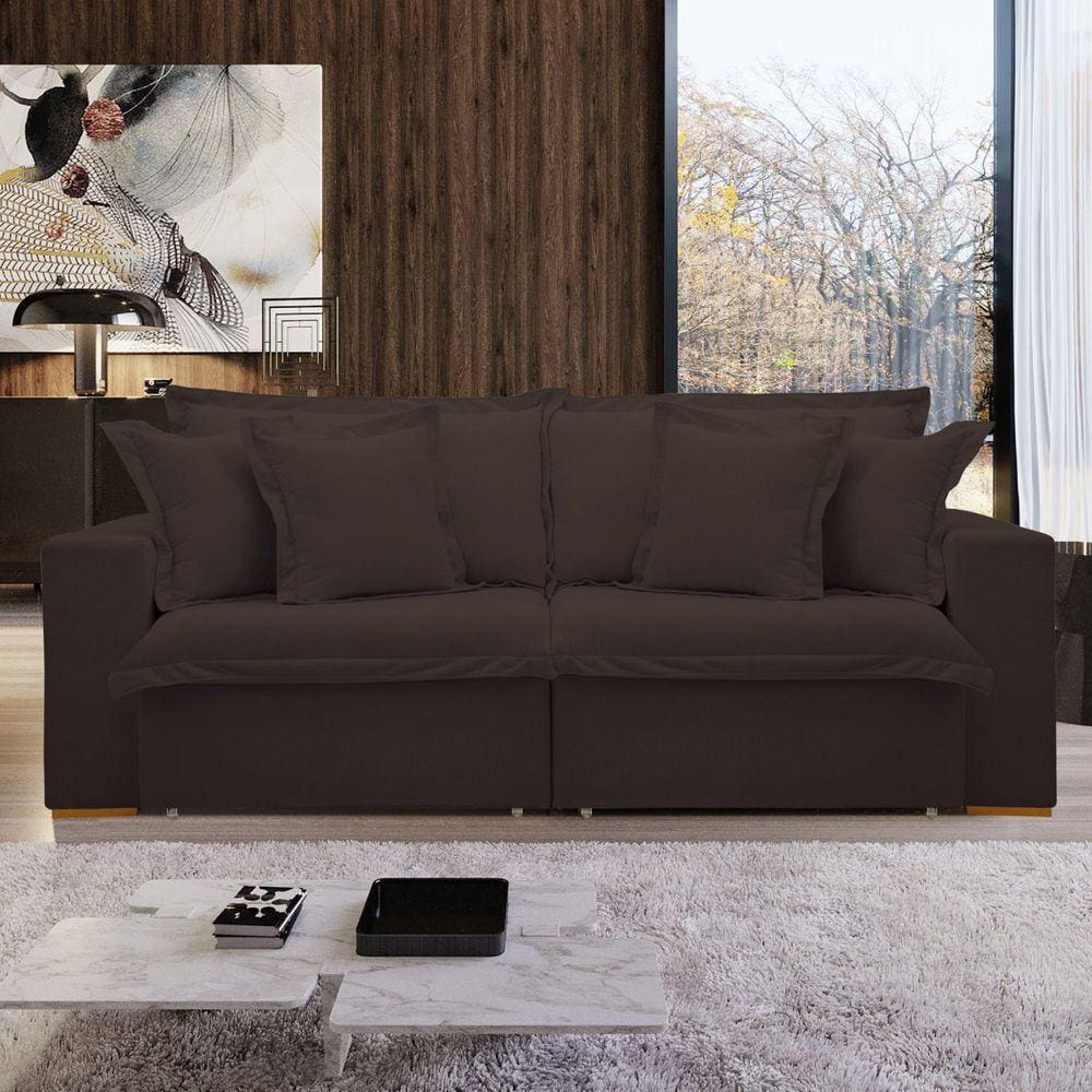 Sofá Cama Retrátil e Reclinável 220cm Arizona Marrom