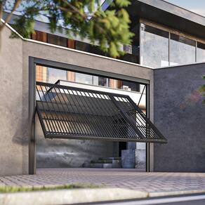 Portão Contrapeso de Aço Galvanizado com Grade Tubolar 220x240 Req: 8,7 Cinza