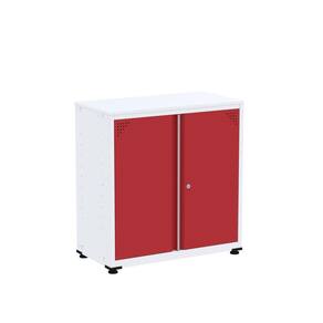 Armário de Aço para Escritório 2 Portas Ap406sl Branco/Vermelho