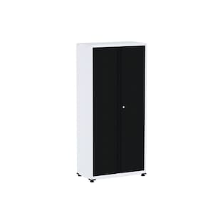 Armário 2 Portas Aço 4 Prateleiras Ap409sl Branco/Preto