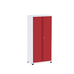 Armário de Aço 2 Portas 3 Prateleiras Ap408sl Branco/Vermelho