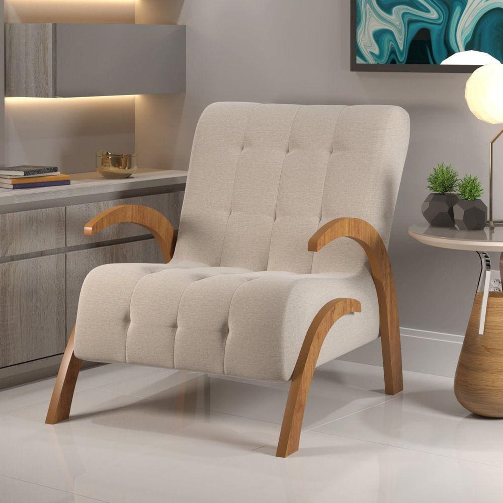 Poltrona do Papai em Veludo Pés em Mdf Garden Mel/Bronze