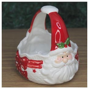 Baleiro Enfeite De Natal Papai Noel Cerâmica 15cm