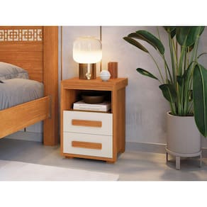 Mesa de Cabeceira Tóquio Nature/Off White Fênix
