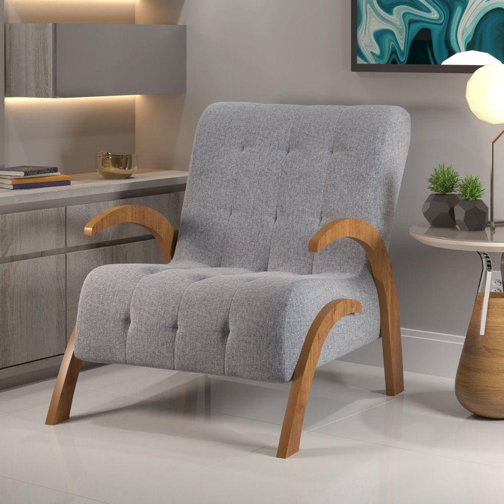 Poltrona do Papai em Veludo Pés em Mdf Garden Mel/Inox