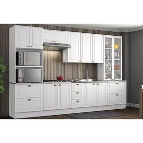 Cozinha Completa Americana 8pçs 2 Armários 2 Balcões 2 Paneleiros 2 Complementos C8P0 Branco - Henn