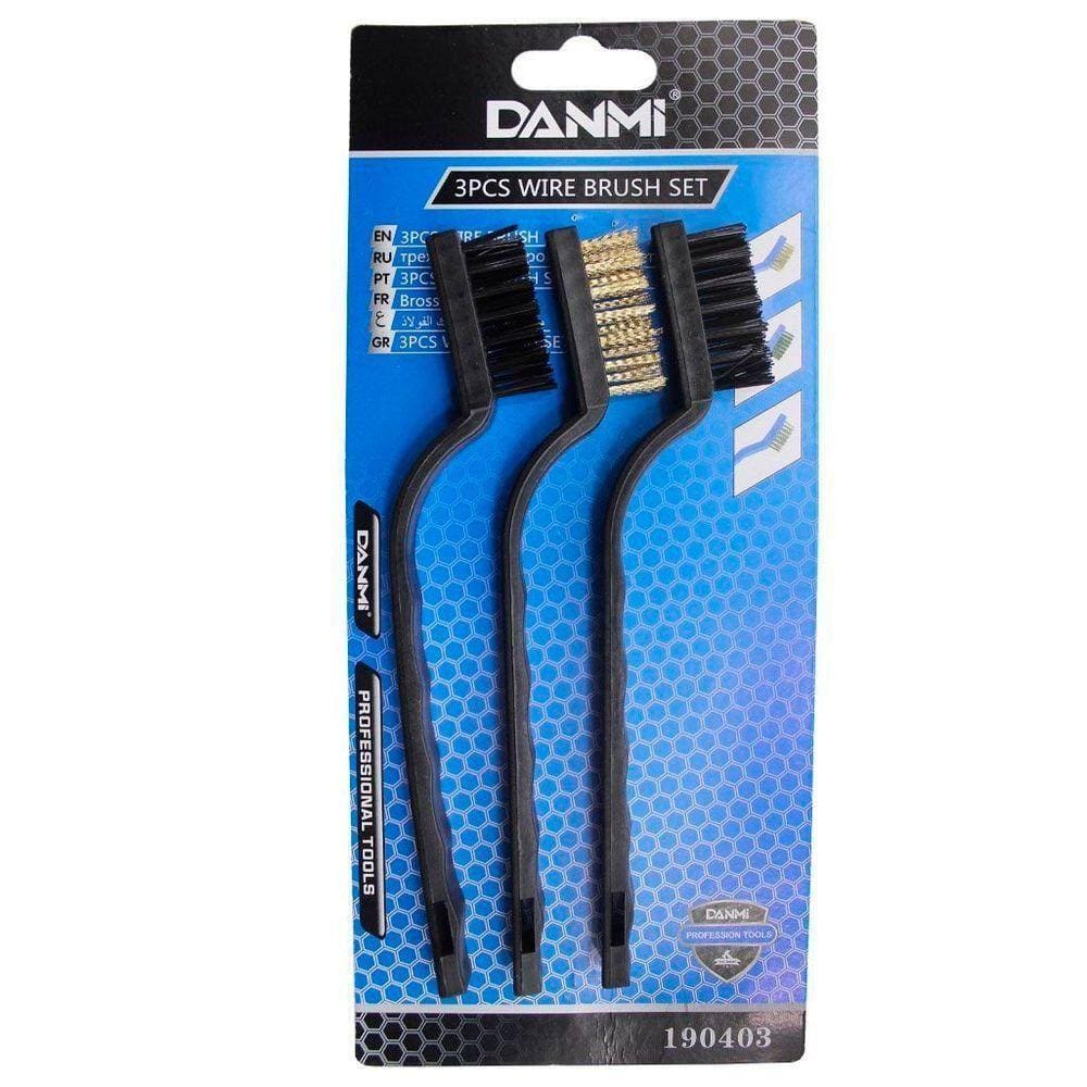 Kit 3 Escovas Aço Inox, Nylon Para Limpeza De Peças Danmi