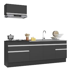 Armário de Cozinha Compacta com Rodapé Veneza Multimóveis MP2109.898 Preto/Branco
