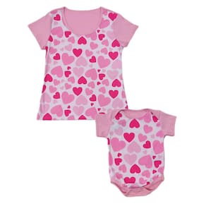 Tal Mãe Tal Filha Camiseta e Body de Bebê Corações