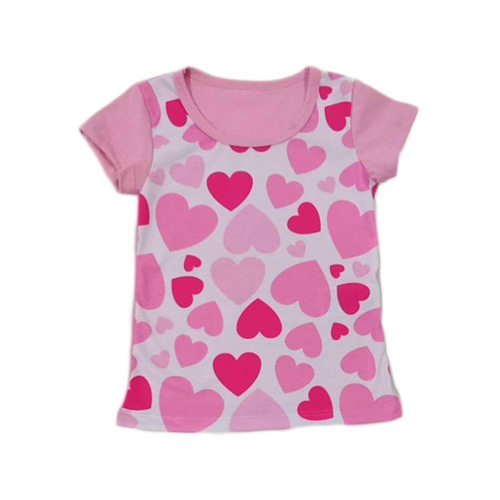 Camiseta Infantil Feminina Manga Curta Corações