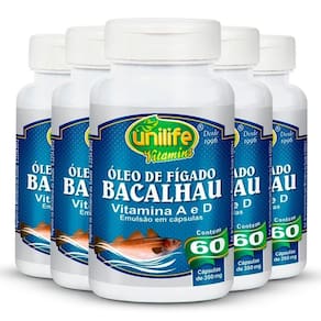 Kit 5 óleo De Fígado De Bacalhau 60 Cápsulas Unilife