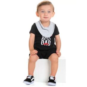 Kit Macacão de bebe Curto Menino com 2 unidades e babador