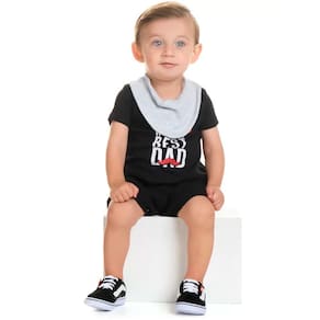 Kit Macacão de bebe Curto Menino com 2 unidades e babador