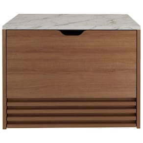 Balcao Gabinete 1 Gaveta Ripada BN3613 Amendoa Marmore Branco Tecno Mobili