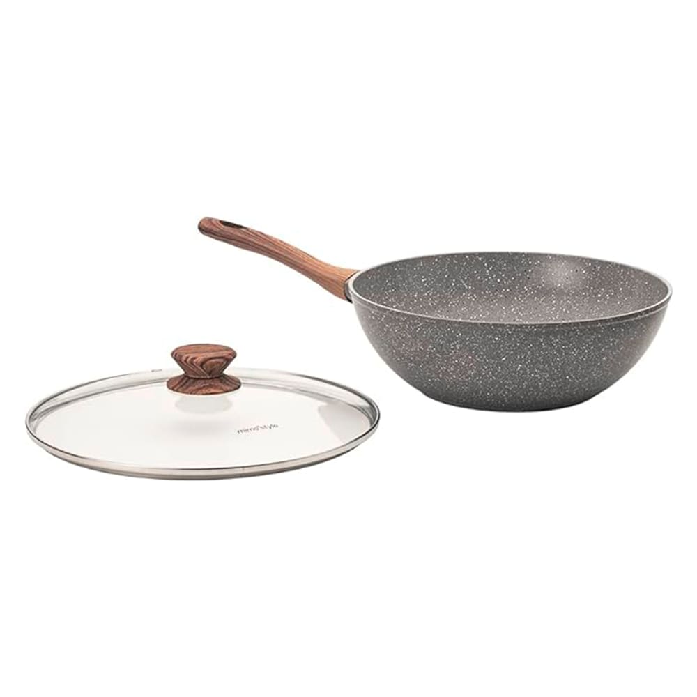 Frigideira Wok Cerâmica Antiaderente Com Tampa 28cm Mimo Style Linha Grafito Cook Com Fundo Triplo Indução 4,15 Litros