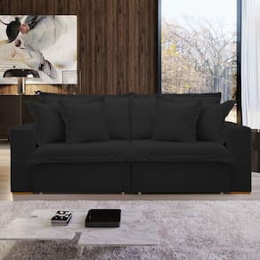 Sofá Cama Retrátil e Reclinável 220cm Arizona Preto