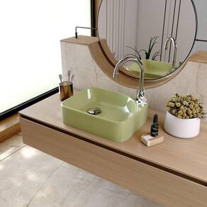 Kit Cuba Ro36 Cross com Válvula Click e Sifão e Flexível Verde Acqua