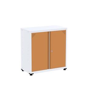 Armário de Aço para Escritório 2 Portas Ap406sl Branco/Laranja Picasso