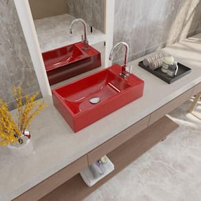Cuba de Apoio para Banheiro Roma Rl545 Retangular Vermelho