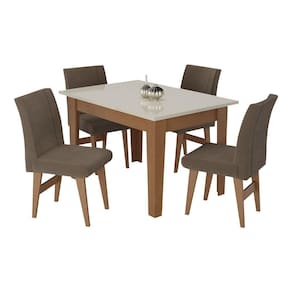 Conjunto Mesa de Jantar 120 cm com 4 Cadeiras Tokio Multimóveis EX1004 Madeirado/Off White/Castor