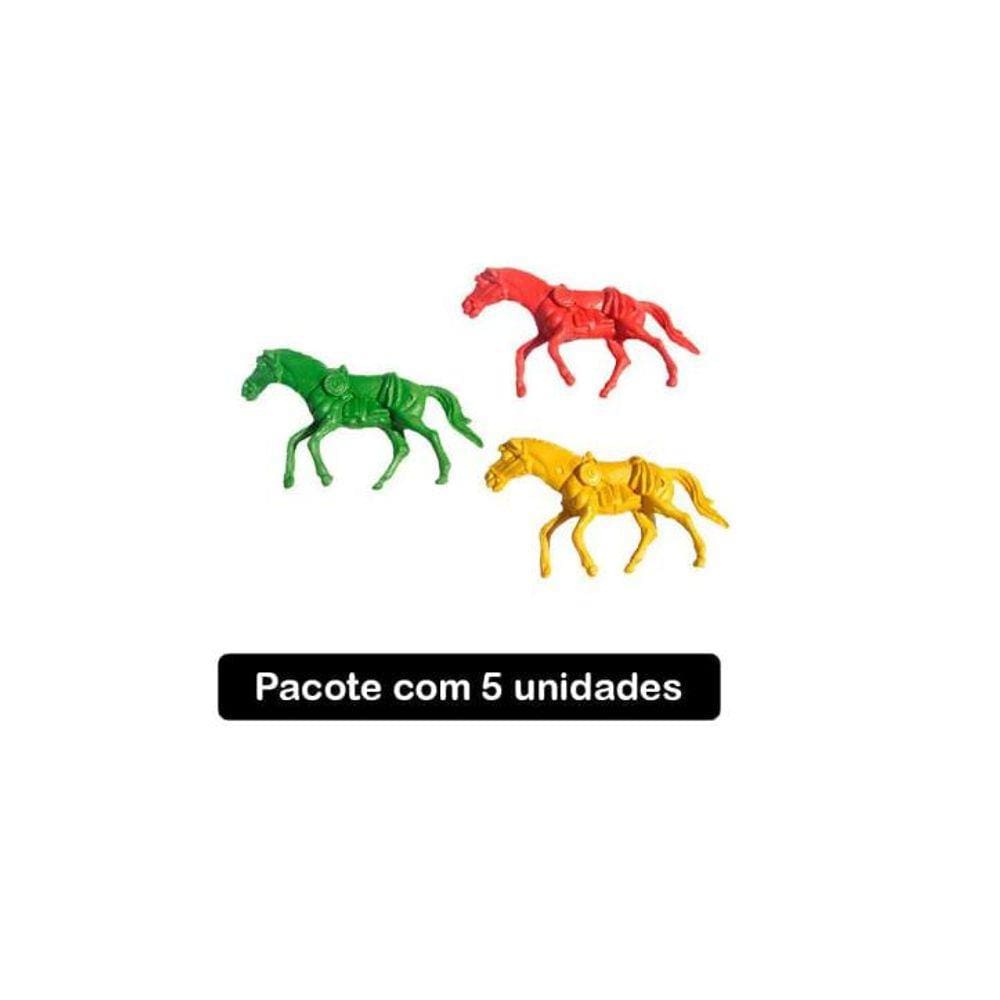 Kit 5 Cavalos Colorido Plástico Brinquedo